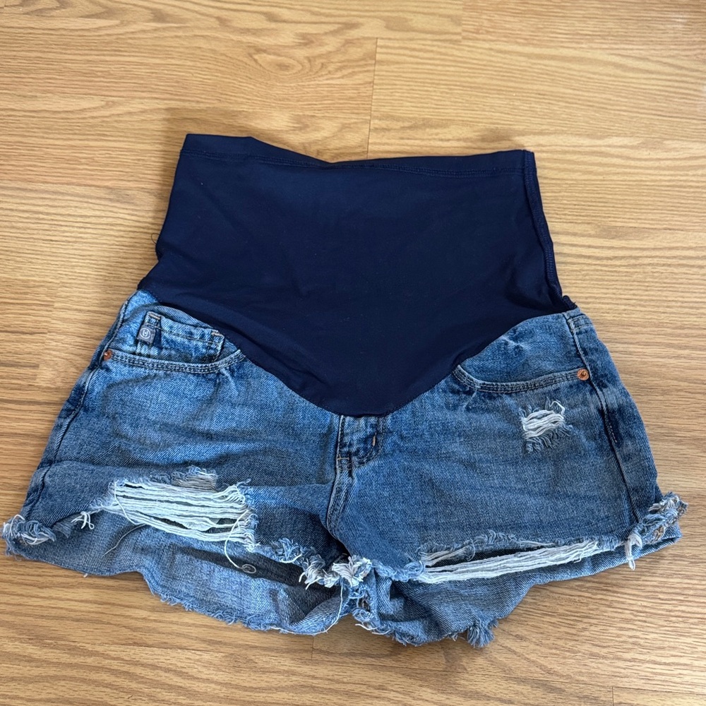 Maternity High-Waisted Denim Shorts Pink Blush